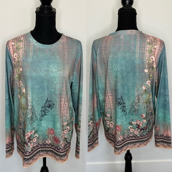 Exclusive Tops - Exclusive Long Sleeve Floral Multi Colored Top (L)